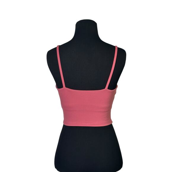 Blush pink fitted built in bra crop tank top cami size small - Picture 2 of 9